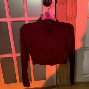 Maroon quarter zip shirt, fashion nova